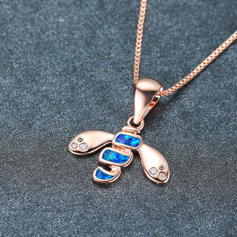 Blue Opal Bee Necklace