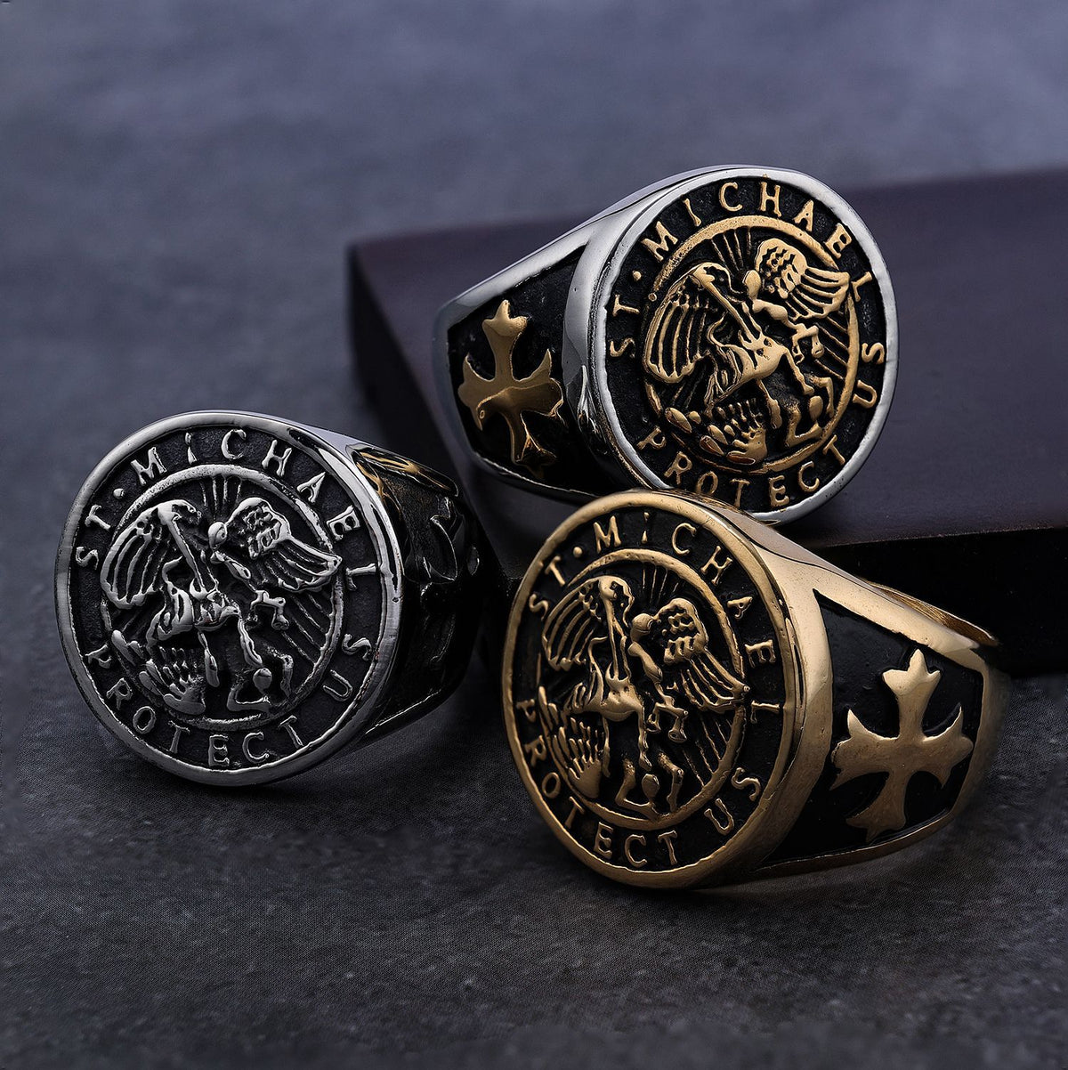 Retro Archangel Saint Michael Men's Ring
