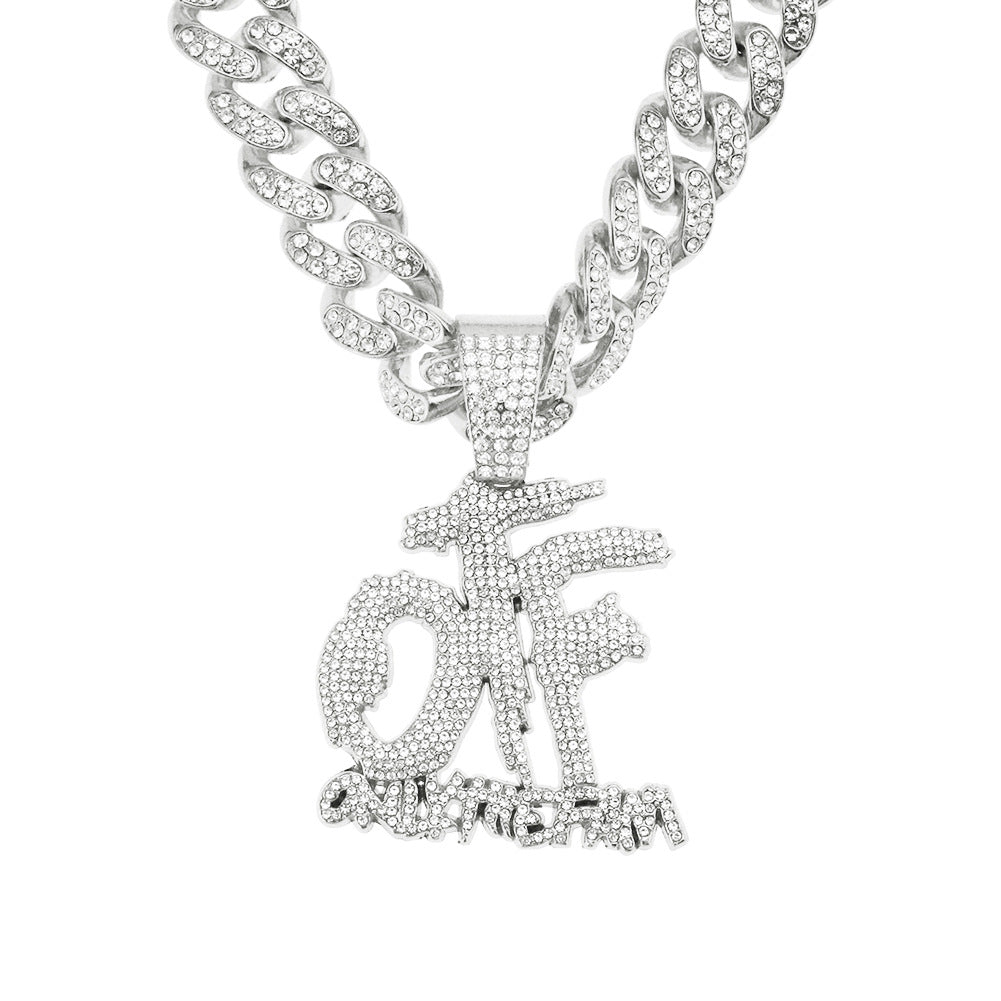 Hip-Hop Letter Cuban Chain Pendant Necklace