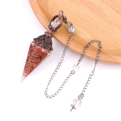 Antique copper crystal semi-precious stone multi-colored gravel resin spirit pendulum