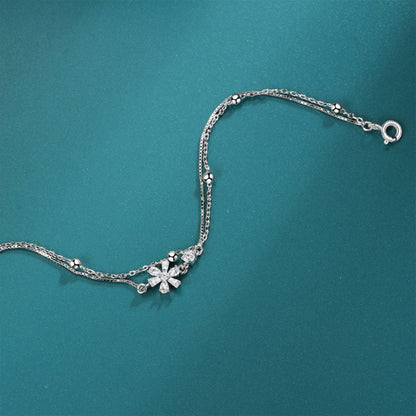 Women's White Gold Sakura Shape Charm Bracelet