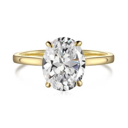 Women's Oval Zirconia Minimalist Elegant Ring, S925 with Gold Plating