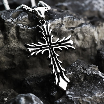 Vintage Stainless Steel Cross Pendant Necklace for Men
