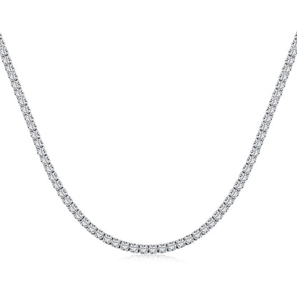 Women's Single Row Tennis Necklace, Prong‑Set Square Zirconia Inlay, S925 with White Gold Plating
