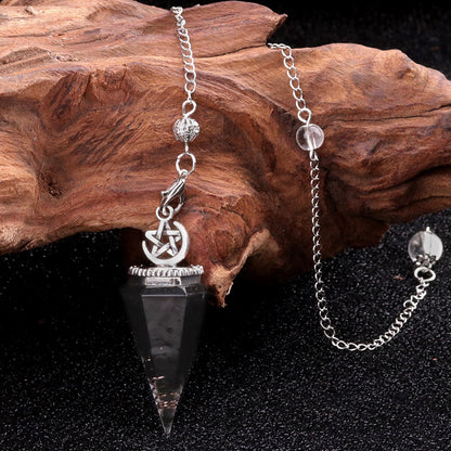 Star Moon Hexagonal Cone Crystal Resin Spirit Pendulum
