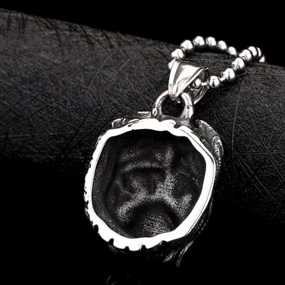 Men's Steel Pitbull Head Pendant Necklace