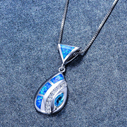 Triangle Opal Waterdrop Necklace