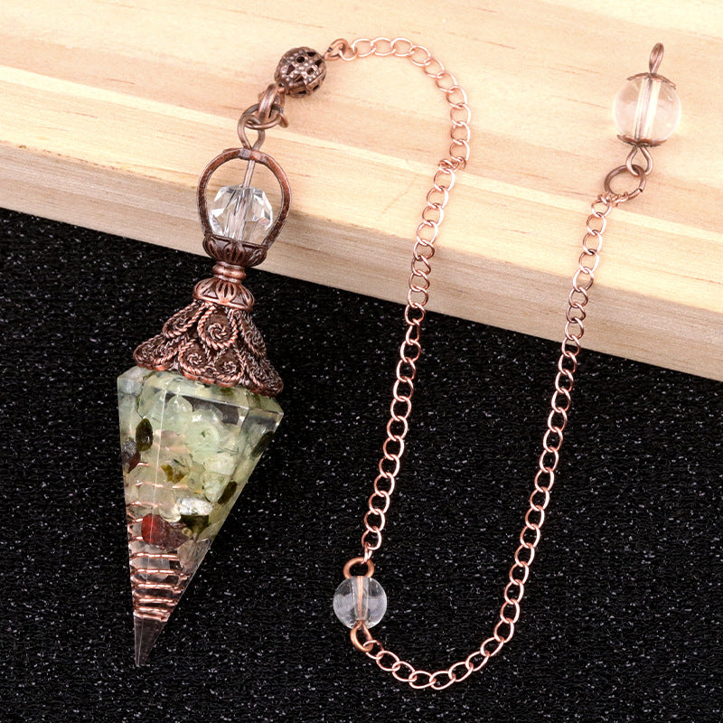 Ancient Red Seven-Colored Crystal Resin Spiritual Pendulum
