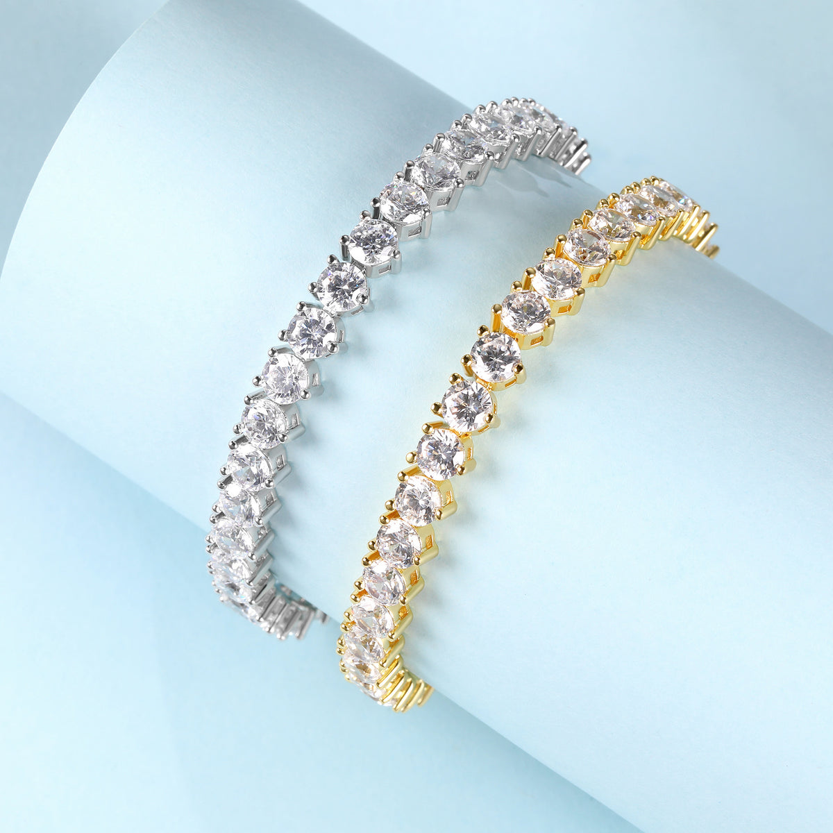 Women&Men's 4mm Zircon-Set Tennis Bracelet With Eight-Shaped Clasp