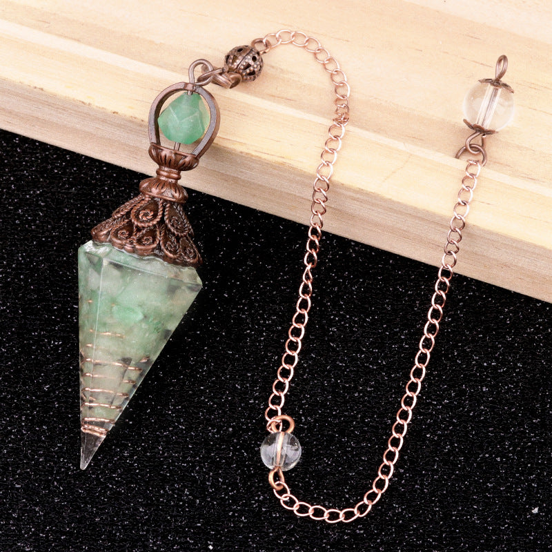 Ancient Red Seven-Colored Crystal Resin Spiritual Pendulum
