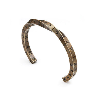 Men's Vintage Viking Letter Stainless Steel Open Cuff Bracelet, Personalized Versatile Titanium Steel Bangle