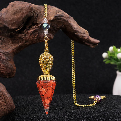 Golden Crystal Agate Resin Hexagonal Pyramid Spirit Pendulum