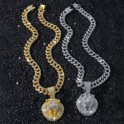 Hip-Hop Style Animal Lion Head Cuban Chain Pendant Necklace