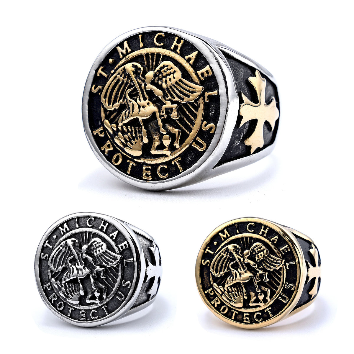 Retro Archangel Saint Michael Men's Ring