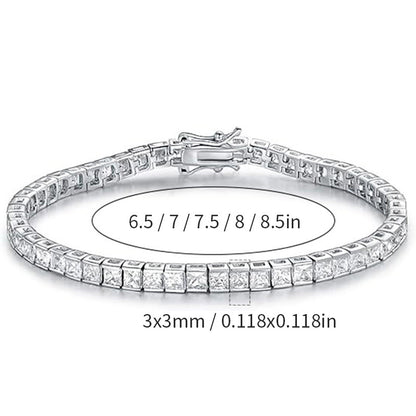 Women&Men's 3*3 Zircon Tennis Bracelet With Eight-Character Buckle