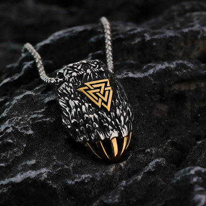 Vintage Stainless Steel Viking Bear Claw Pendant Necklace for Men