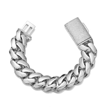 Men’s Stainless Steel Cuban Link Bracelet, Mirror Polished Shiny Surface Fashion Wrist Jewelry