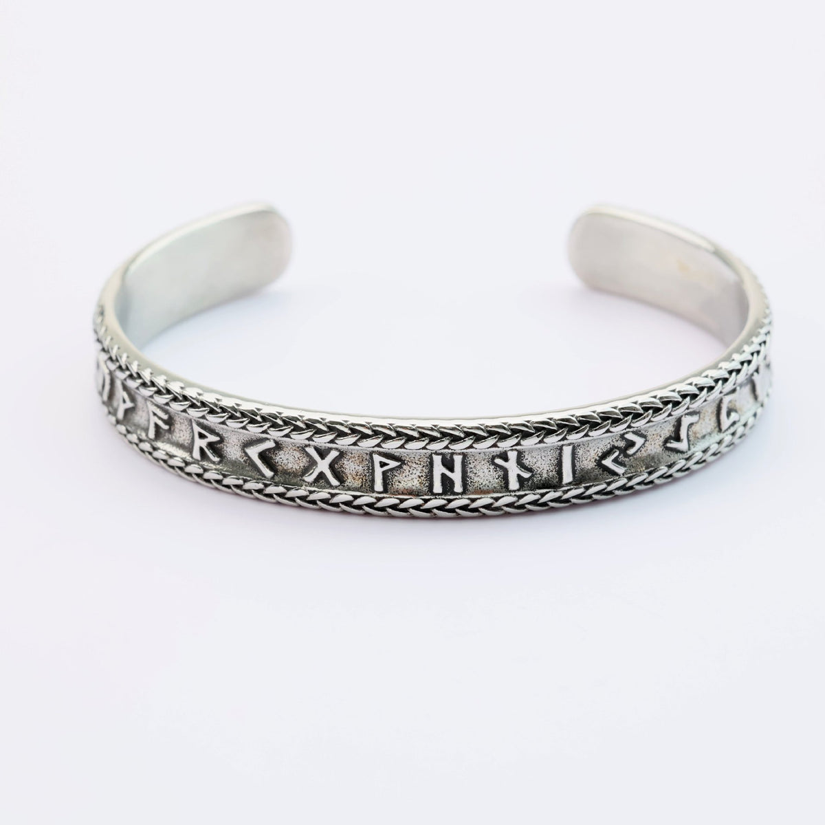 Nordic Retro Viking Runes Open C Bracelet for Men, Vintage Stainless Steel Cuff Bangle