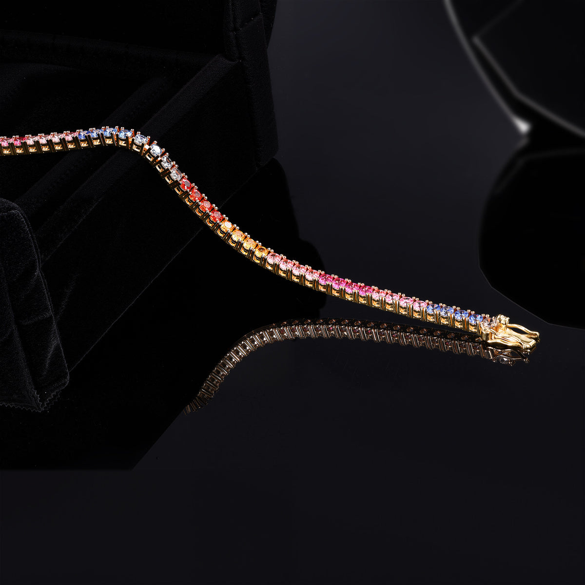 Women&Men's Hip-Hop 3mm Colored Zircon Cuban Tennis Bracelet