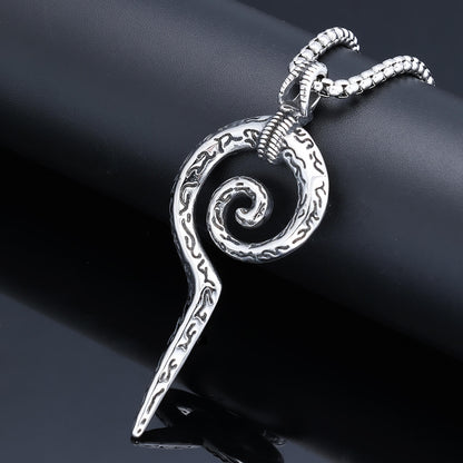 Men's Steel Vintage Spiral Snake Pendant Necklace