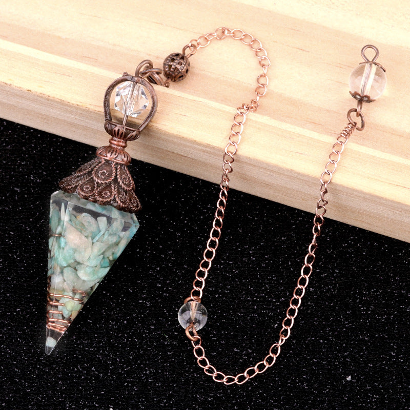 Ancient Red Seven-Colored Crystal Resin Spiritual Pendulum
