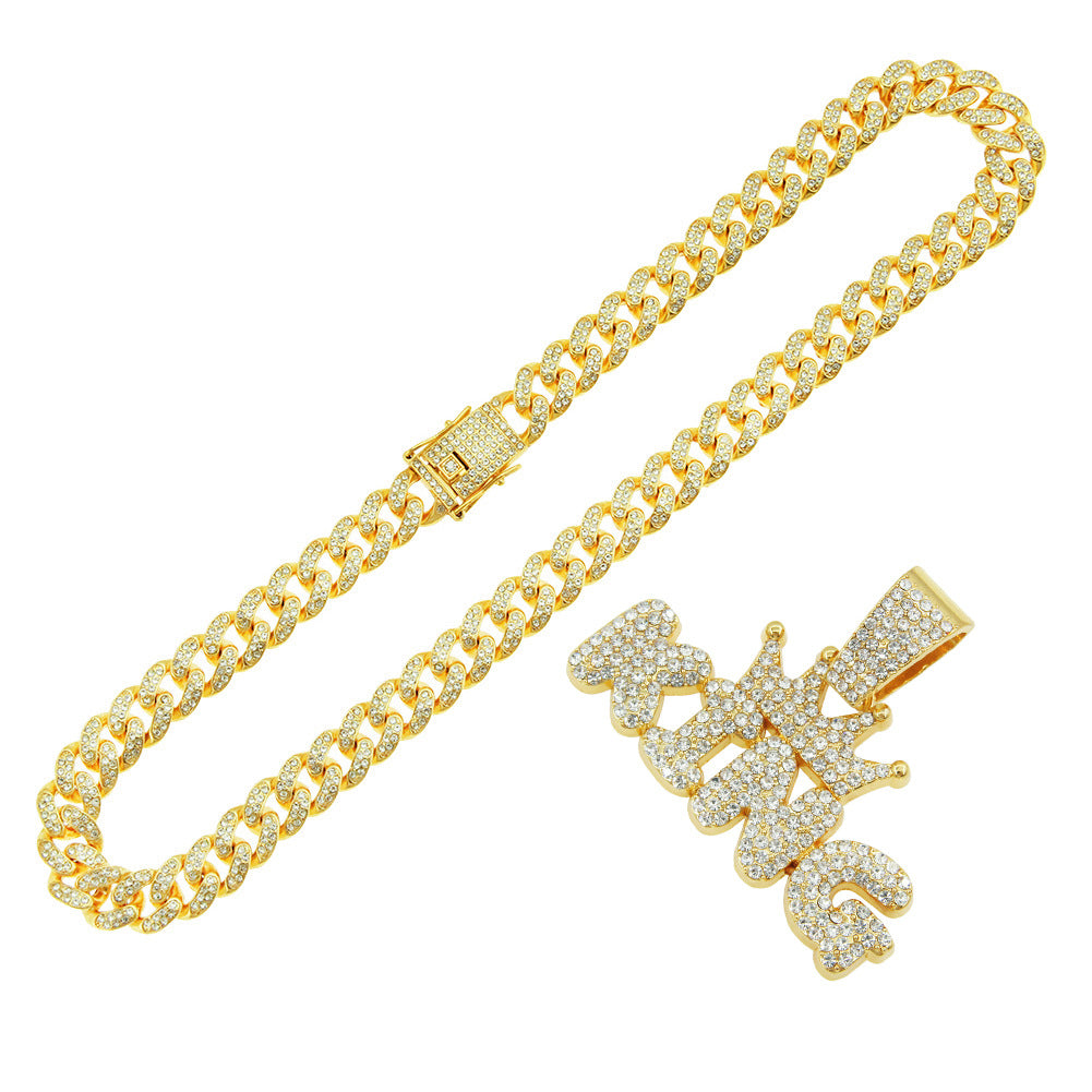 Hip-Hop King Letter Cuban Chain Pendant Necklace