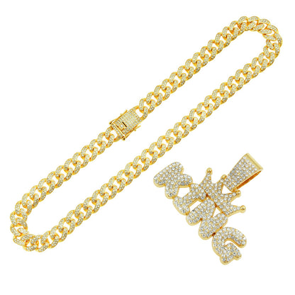 Hip-Hop King Letter Cuban Chain Pendant Necklace