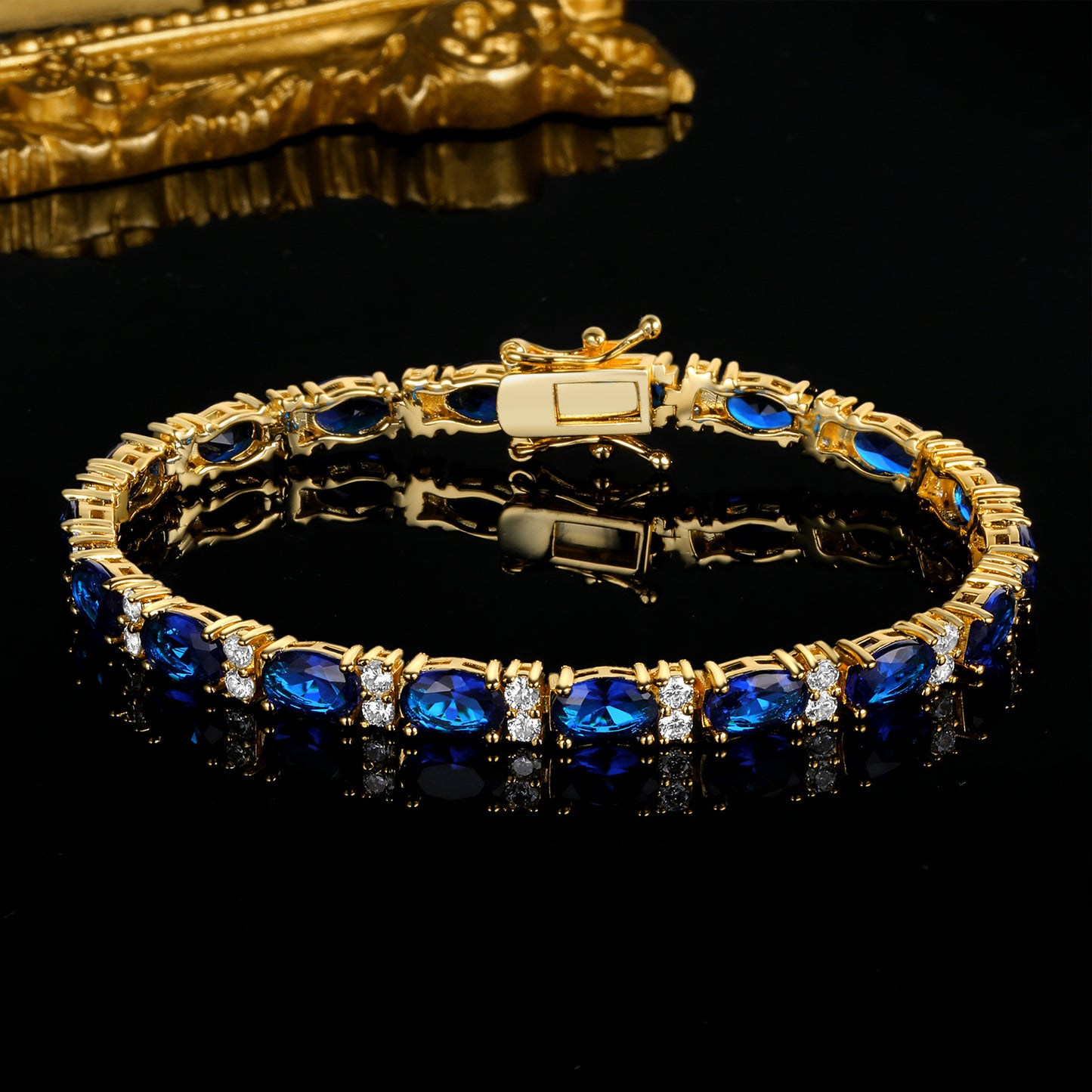 Women&Men's Hip-Hop Blue Zircon Tennis Bracelet