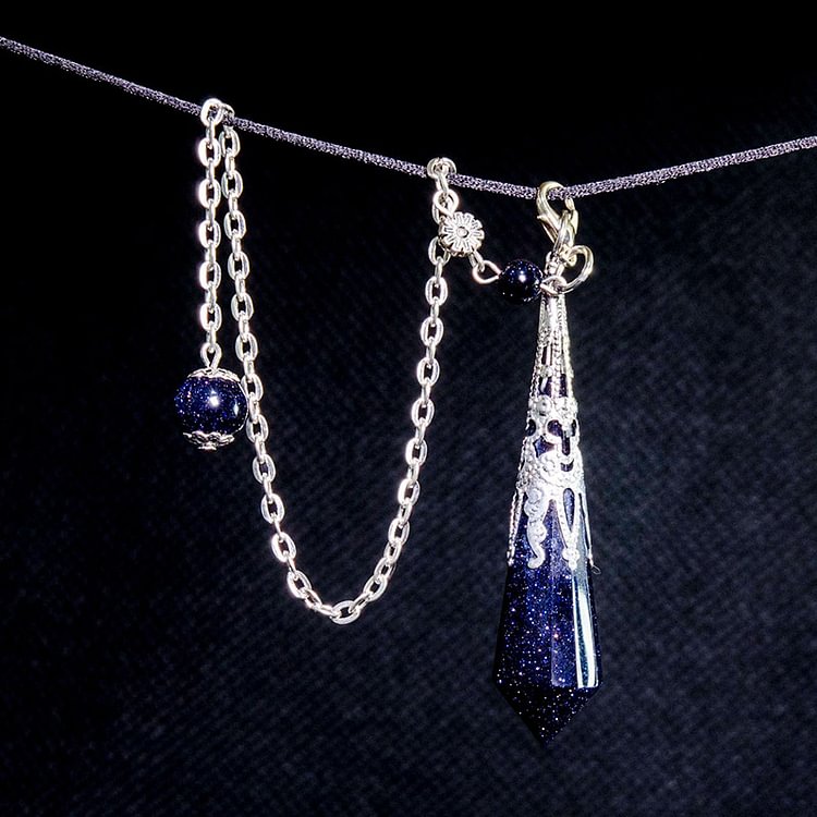 Vintage 12-Faceted Blue Sandstone Stable Pendulum