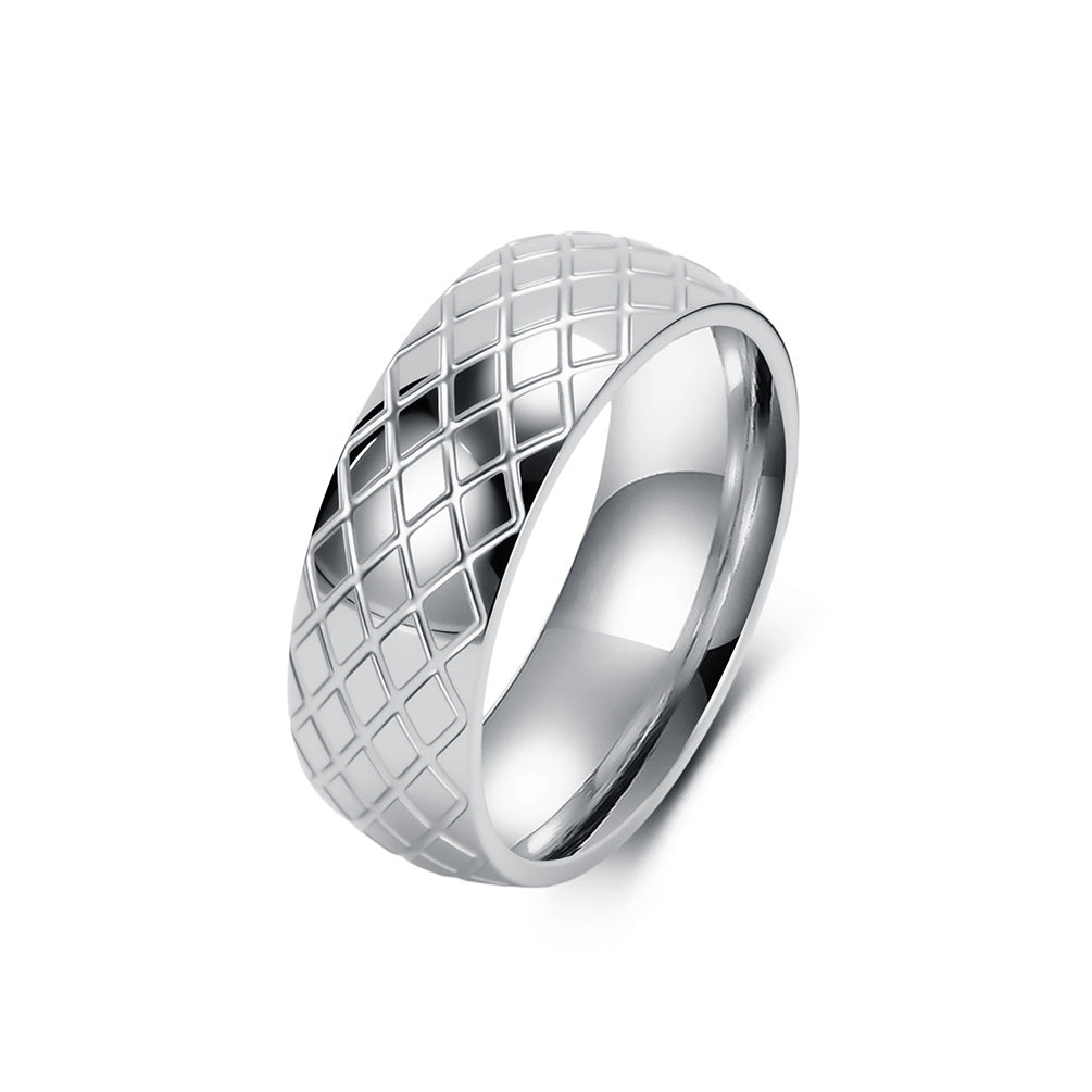 Rhombus grid men's ring