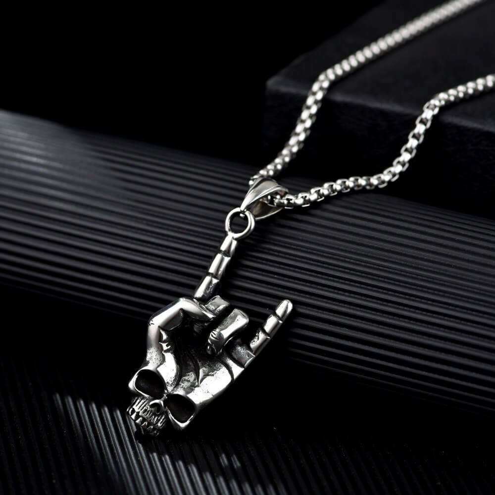 Men's Hip-Hop Rock 'I Love You' Gesture Pendant Necklace