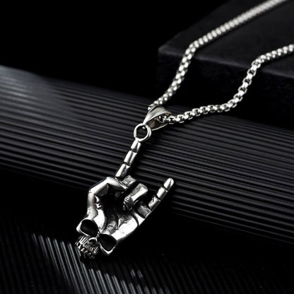 Men's Hip-Hop Rock 'I Love You' Gesture Pendant Necklace