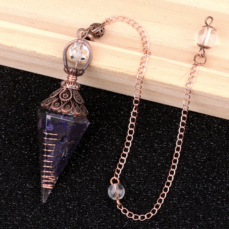 Ancient Red Seven-Colored Crystal Resin Spiritual Pendulum