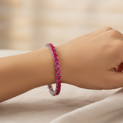 Women&Men's 5mm Red Corundum Zircon Tennis Bracelet