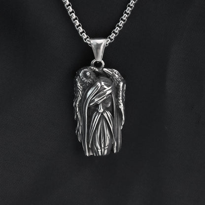 Men's Steel Two Tone Odin Raven Pendant Necklace