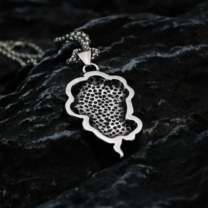 Men's Steel Snake Wrapped Skull Pendant Necklace