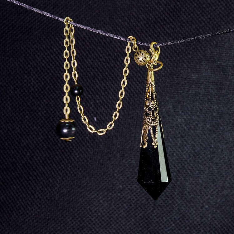 Vintage 12-Faceted Obsidian Retro Transformation Pendulum