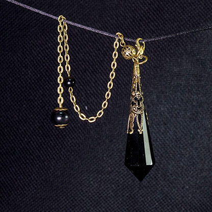 Vintage 12-Faceted Obsidian Retro Transformation Pendulum