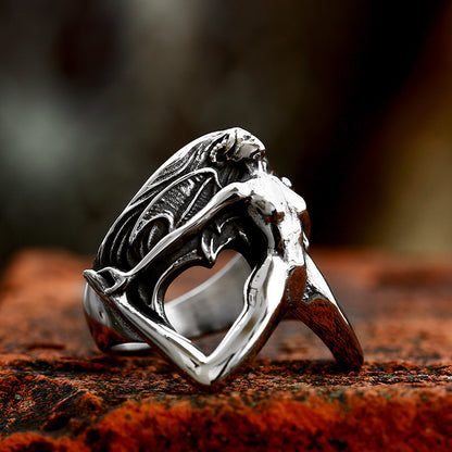 Men's Gothic-style demon ring