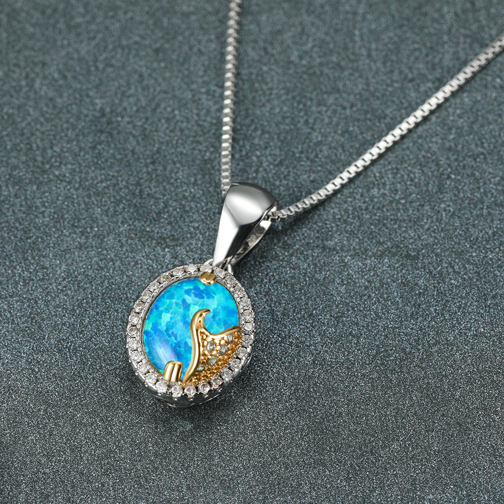 Two-color Wave Ocean Pearl Necklace Pendant