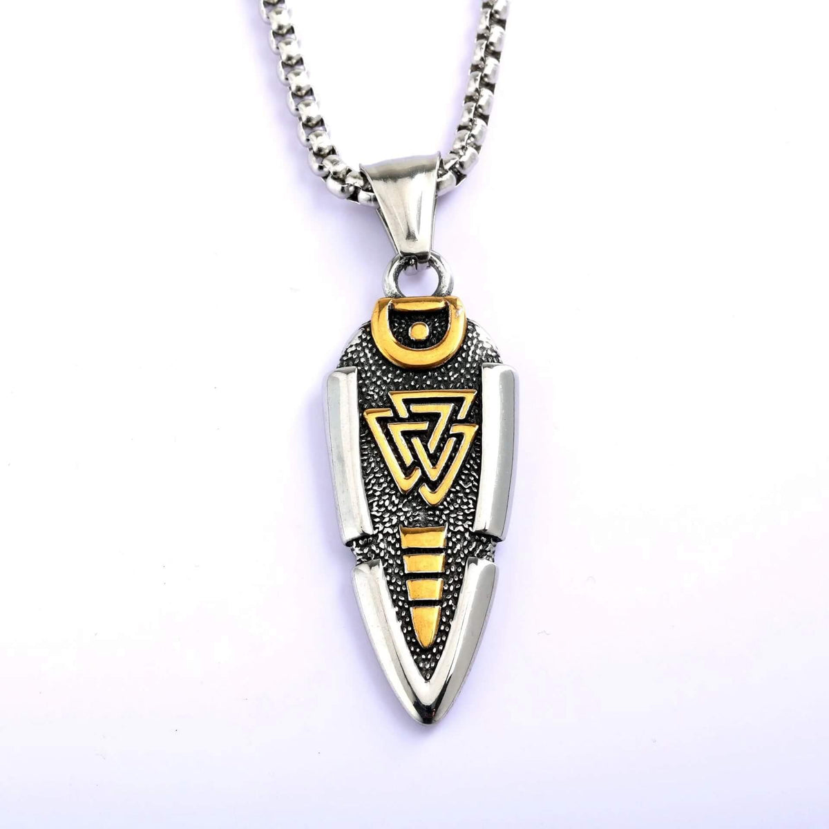 Vintage Stainless Steel Men's Viking Symbol Pendant Necklace