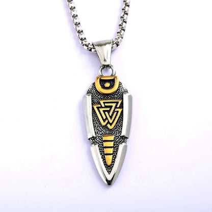 Vintage Stainless Steel Men's Viking Symbol Pendant Necklace