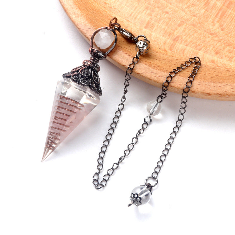 Antique copper crystal semi-precious stone multi-colored gravel resin spirit pendulum