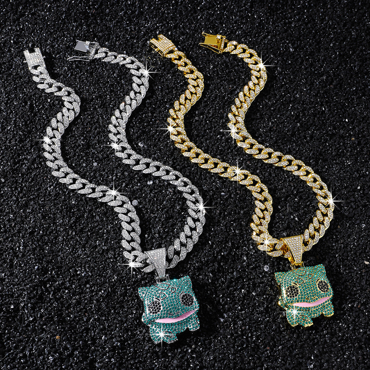 Hip-Hop Cartoon Animal Magical Frog Cuban Chain Pendant Necklace