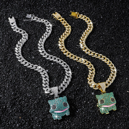 Hip-Hop Cartoon Animal Magical Frog Cuban Chain Pendant Necklace