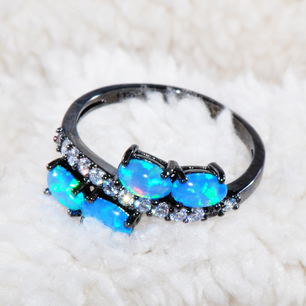 Women's Multi Oval Opal With Zirconia Ring