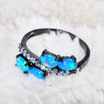 Women's Multi Oval Opal With Zirconia Ring