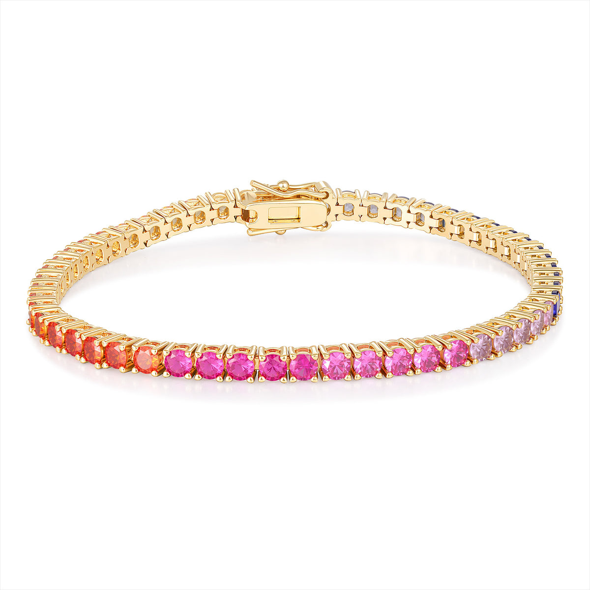 Women&Men's Color Gradient 3mm Zircon Tennis Bracelet
