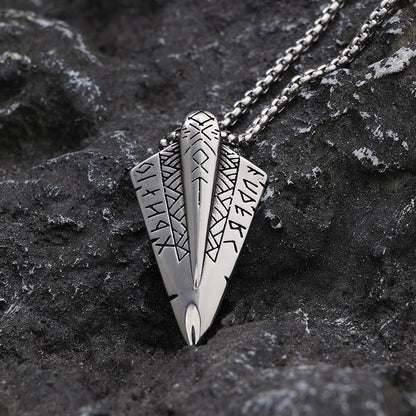 Men's Steel Viking Rune Spearhead Pendant Necklace