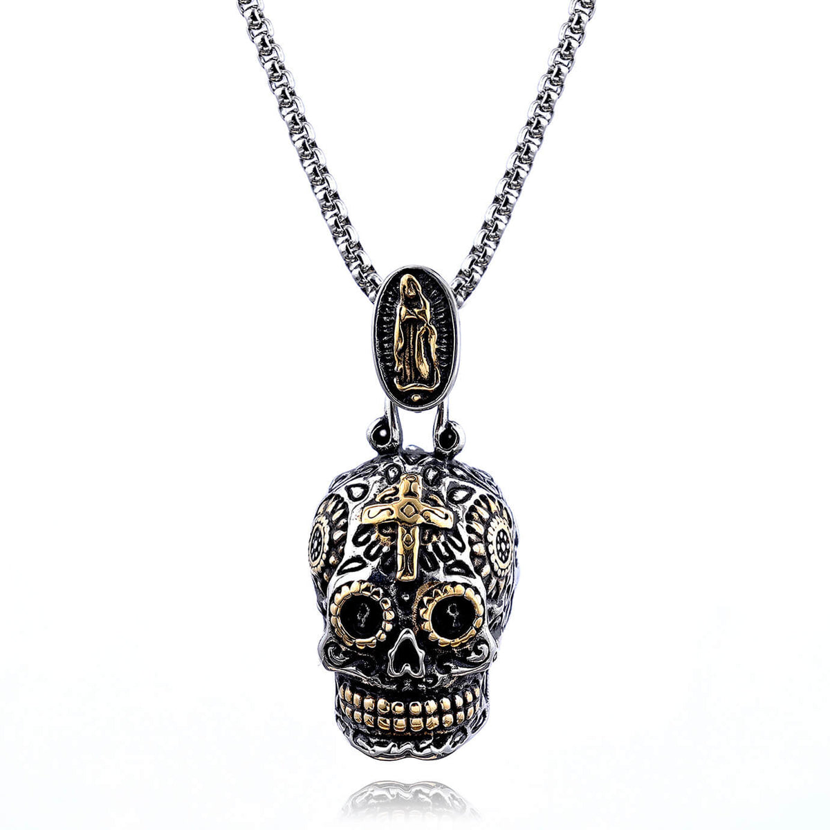 Men's Cross-shaped skull pendant